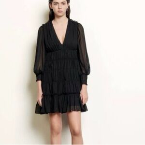Sandro Black Long Sleeve Dress